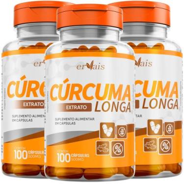 Imagem de Extrato Curcum Longa Pura - 3 Frascos 300 cápsulas - Ervais
