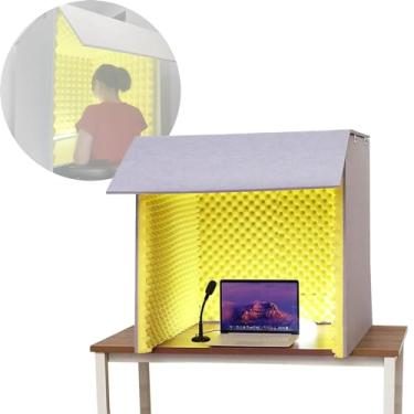 Imagem de JYXYXSCP Sala de isolamento de microfone portátil à prova de som, estúdio de gravação em casa, adequado para aprendizagem de dublagem (amarelo)