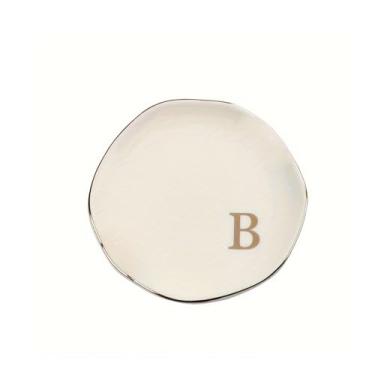 Imagem de Bandeja de joias de cerâmica com letras de 12 cm, prato decorativo para anéis, brincos, colares, pulseiras, chaves de relógio, aniversário, dia das mães, casamento, presente de Natal para mulheres