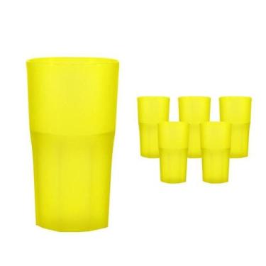 Imagem de Kit 6 Copos Roma Amarelo Neon 360Ml Plástico Premium - Bb Store