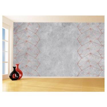 Imagem de Papel De Parede 3D Concreto Linhas Dourado Rose 3,5M Kkt197 - Você Dec