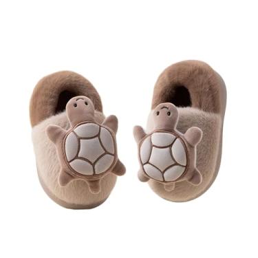 Imagem de JadeRich Pantufas de inverno para crianças pequenas com animais de pelúcia macia para meninos e meninas, Marrom, 22