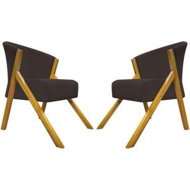 Imagem de Kit 2 Poltronas Decorativa You Suede Braça Amadeirada - Marrom Suede
