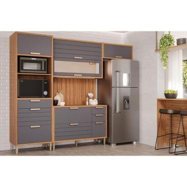 Imagem de Kit Cozinha Modulada 5 Peças Eloise 2 Aéreos + 1 Balcão + 1 Torre Quente + 1 Complemento C5p109 Freijó Titanium