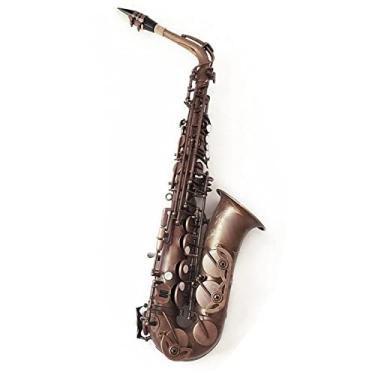 Imagem de Saxofone alto E-Tune marrom escuro nostálgico banhado a ouro instrumento profissional para saxofone alto