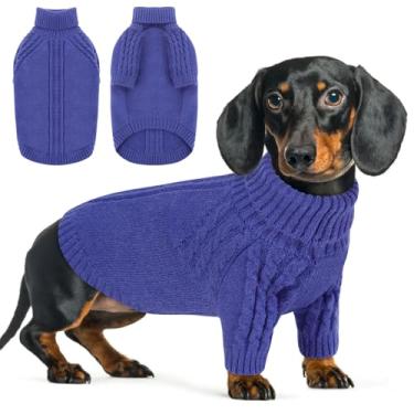 Imagem de Queenmore Suéteres para cães pequenos, suéter de manga comprida com gola alta, pulôver macio e confortável para animais de estimação com padrões, suéter quente de Natal para cachorro chihuahua Yorkie