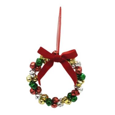 Imagem de oshhni Guirlanda de Natal com Sino, Pequeno Enfeite Decorativo com Laço, Ideal para Lareira Externa, Janela ou Parede, Style B