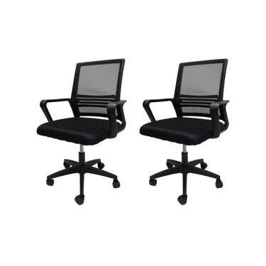 Imagem de Kit 2 Cadeiras para Escritório Simples Com Regulagem Mesh Diretor Michigan Preta