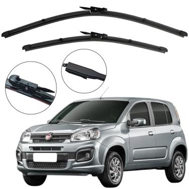 Imagem de Kit Palheta Dianteira Uno Novo 2015 a 2021 Limpador de Parabrisa de Silicone