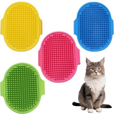 Imagem de 4 peças de cuidados pessoais para gatos, almofada de silicone para gatos, tosador de gatos, 2 em 1 para gatos internos, escova para gatos de cuidados pessoais para gatinho, sofá, cadeira e capa de