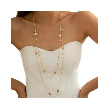 Imagem de Conjunto De Colar Longo De Pérolas Imitadas Para Mulheres, Joias Goth 