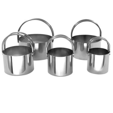 Imagem de OHPHCALL Conjunto de 5 peças de moldes de biscoito de aço inoxidável, cortador de biscoito circular, cortadores de fondant, anel de torta para assar