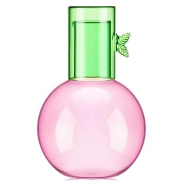 Imagem de Leinuosen Linda jarra de vidro de cabeceira com conjunto de copos, chaleira de cereja de 15 cm para banheiro, quarto, bar, cozinha