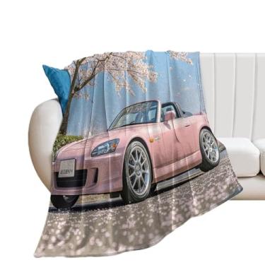 Imagem de HouLaiZhe Cobertor Super Macio Flanela Flor de Cerejeira Carro S2000 JDM Cobertores de Refrigeração Leve para Sofá-Cama Cadeira Sofá Carro Viagem ao Ar Livre Leve Quente 178 cm x 203 cm