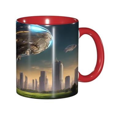 Imagem de Zeraoke Ufo At Night Print Canecas de café criativas, personalizadas, presente para família, tamanho de 325 ml, unissex