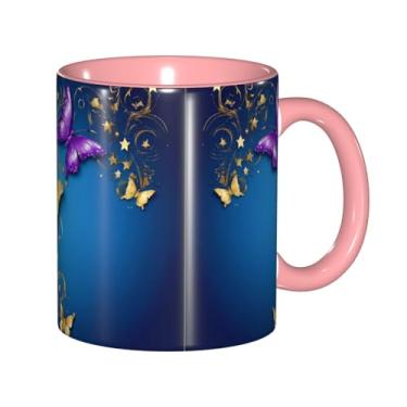 Imagem de Zeraoke Canecas de café criativas com estampa de borboletas, personalizadas, presente para a família, tamanho de 325 ml, unissex