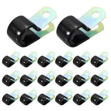 Imagem de HARFINGTON 20 braçadeiras revestidas de vinil 18 mm (11/40.6 cm) grampo de tubo mergulhado de vinil clipe de alça para instalação doméstica industrial automotiva fio de tubulação