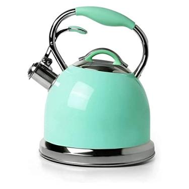 Imagem de YYBOES Chaleira de assobio, fogão, chaleira de aço inoxidável para fogão, chaleira de assobio, para cozinha, restaurante, escritório, acampamento, chaleira