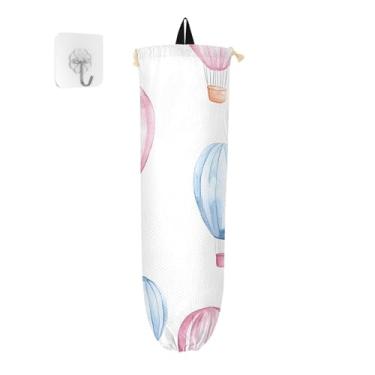 Imagem de xigua Balões de ar quente aquarela suporte de saco plástico suporte de parede com cordão, pacote com 2, organizador de sacolas de compras reutilizável para bolsas, meias, roupas íntimas e gravatas
