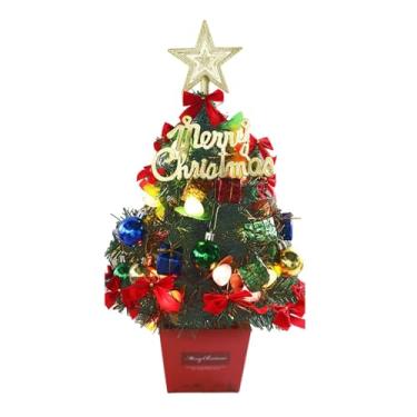 Imagem de 1 peça pequena árvore de Natal iluminada com luzes, enfeite de árvore de Natal para decoração de Natal planta artificial (estilo 3)