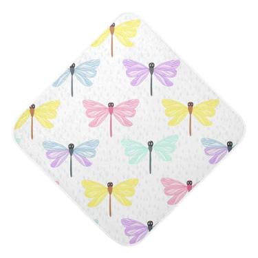Imagem de Burbuja Toalha de banho de bebê com libélulas coloridas - Toalha com capuz de musselina macia e absorvente para recém-nascidos, 89 x 89 cm