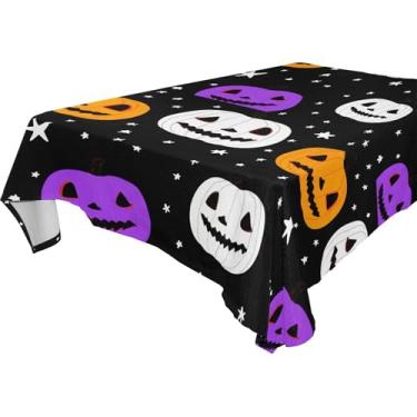 Imagem de Burbuja Toalha de mesa de abóboras de Halloween, toalha de mesa quadrada anti-rugas, grossa para decoração de jantar, cozinha, festa, 152 x 152 cm