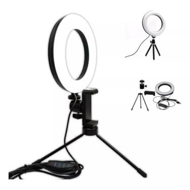 Imagem de Ring Light De 6 Polegadas 16cm Com Tripé E Suporte Para O Celular Pequeno De Mesa Com 3 Tons De Luz E Intensidades Branco Quente Frio E Neutro Para Maquiagem Foto Video