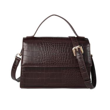 Imagem de Gladdon Bolsa transversal de couro pequena para mulheres modernas bolsas de ombro com alça superior, Marrom, Small