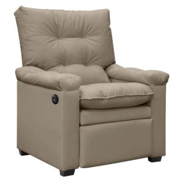 Imagem de Poltrona Reclinável com Massagem Imperador Couro Facto Capuccino - SOF