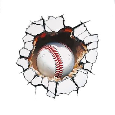 Imagem de MaiKeAYang Decalques de parede 3D murais removíveis vinil paredes decorações beisebol para sala de estar quartos de bebê quarto banheiro casa de banho decoração DIY