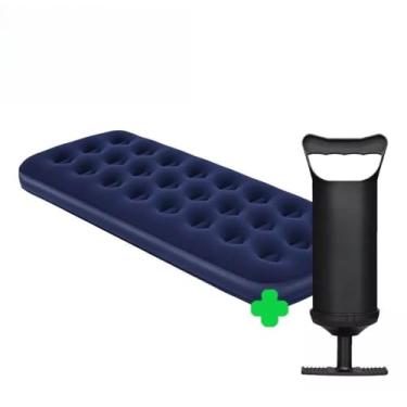 Imagem de Colchonete,Colchonete Casal,Textura Aveludada，Inclui Bomba de Ar Manual，Adequado para IndivíDuos e Casais para Acampar e Viajar.(1 COLCHÃO SOLTEIRO+BOMBA AR)