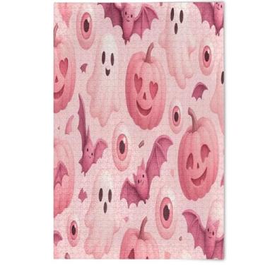 Imagem de Quebra-cabeça fofo Halloween abóboras rosa adulto 1000 peças, presentes para jogo de elefante branco Cool Prime Puzzles paisagem arte animal, 1000 peças, 75 x 50 cm