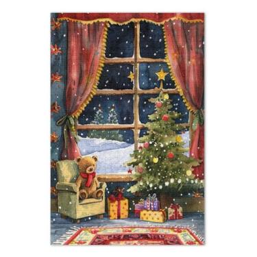 Imagem de Quebra-cabeças engraçados de urso de árvore de Natal para adultos, 1000 peças, quebra-cabeças trippy para adultos, jogos de quebra-cabeça