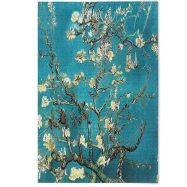 Imagem de Quebra-cabeça floral turquesa flor 500 peças adultos presentes engraçados homens arte criativa paisagem floral, 500 peças, 52 x 37,8 cm