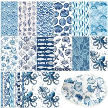 Imagem de Glenmal Pacote com 120 guardanapos de papel decoupage estilo azul, 12 estilos sortidos guardanapos de coquetel decorativos para bricolage rafting feriado festa de aniversário casamento chá de bebê