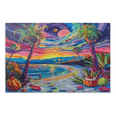 Imagem de California Beach Quebra-cabeça 1000 peças, quebra-cabeças para adultos com letras na parte de trás