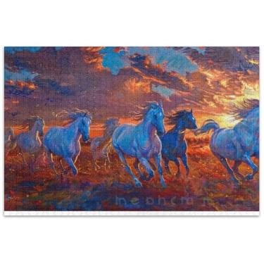 Imagem de Quebra-cabeças para adultos com pintura de animais, cavalos, 500 peças, paisagem floral, quebra-cabeças difíceis, amigos, família, jogos, presentes