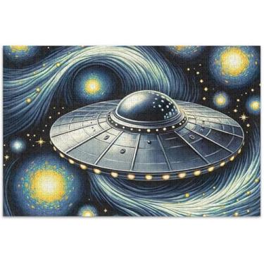 Imagem de Quebra-cabeça UFO in Starry Night Van Gogh para adultos, 500 peças, jogos, quebra-cabeça, presentes, arte, pintura de brinquedo