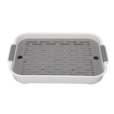 Imagem de Tnfeeon Bandeja de Secagem do Copo, Bandeja Plástica Retangular do Dreno Prato da Dupla Camada 10.6 Polegada Placa de Drenagem Copo Pp para Petiscos Fruto e Armazenamento da (Tamanho S Branco)