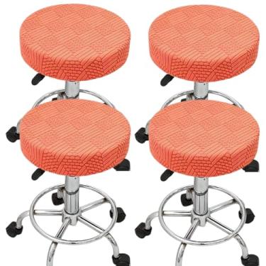 Imagem de Conjunto de 4 capas de almofada de banco redondas para cadeiras de jantar, à prova de poeira, lavável para cozinha, casamentos, banquetes, reuniões de negócios, celebrações, laranja