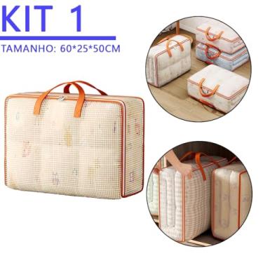 Imagem de Caixa Organizadora Dobrável Premium para Roupas – Organizador de Guarda-Roupa com Tampa Anti Poeira Empilhável(KIT 1 UN Cor transparente)