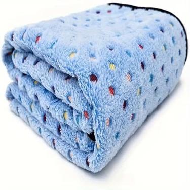 Imagem de 1 cobertor aconchegante de lã coral, macio e quente, lavável na máquina, adequado para cães e gatos, azul, 50 x 76 cm