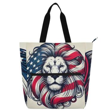 Imagem de Sacola feminina com estampa de leão dos EUA para trabalho, lona, praia, escola, bolsas femininas, infantis, presentes para amantes de livros