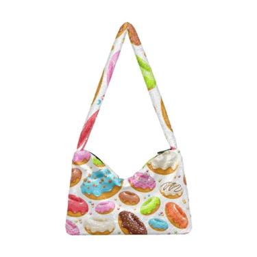 Imagem de Lindas bolsas de ombro femininas para carro, bolsa de pelúcia sob o braço, bolsa feminina para uso ao ar livre, Rosquinhas vitrificadas coloridas - 1, One Size