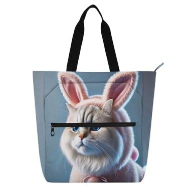 Imagem de GAIGEO Sacola fofa para crianças, mulheres, com zíper, bolsa para livros, trabalho, escola, reutilizável, bolsa de tecido