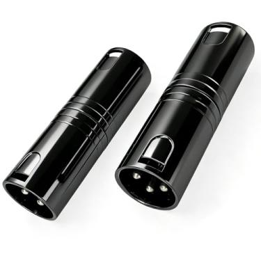 Imagem de KAKABUBBLE Adaptador de áudio XLR macho para macho de 3 pinos, conector DMX512 balanceado de liga de zinco, plugue compacto de 6 cm para mixer, microfone, amplificador (macho para macho)