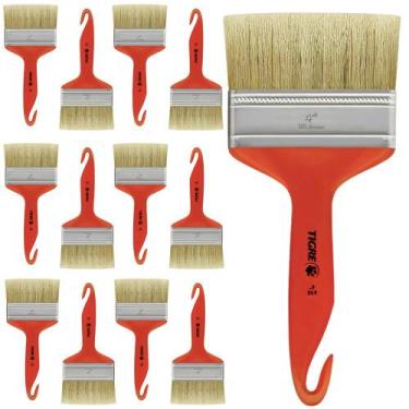 Imagem de Kit 12 Trinchas Pinceis Tigre Porta Móveis Madeira Verniz Cabo Plástic