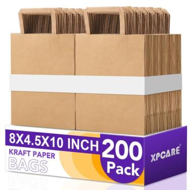 Imagem de Pacote com 200 sacos de papel kraft marrom XPCARE 20x11x25 cm