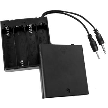 Imagem de LUORNG 1 caixa de fonte de alimentação externa com conector de 2,5 mm e 3,5 mm, alimentação reserva de 6 V para cofres 4 suportes de bateria AA com fios