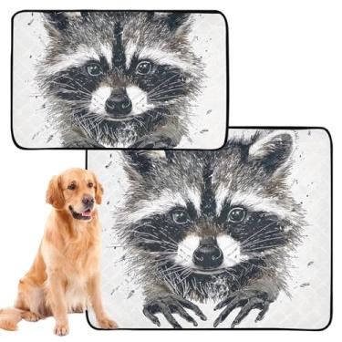 Imagem de Almofadas laváveis para xixi à prova d'água, tapete de gaiola de cachorro fofo guaxinim fofo preto branco reutilizável almofada de xixi absorvente almofadas de treinamento de cães, pequeno x pacote